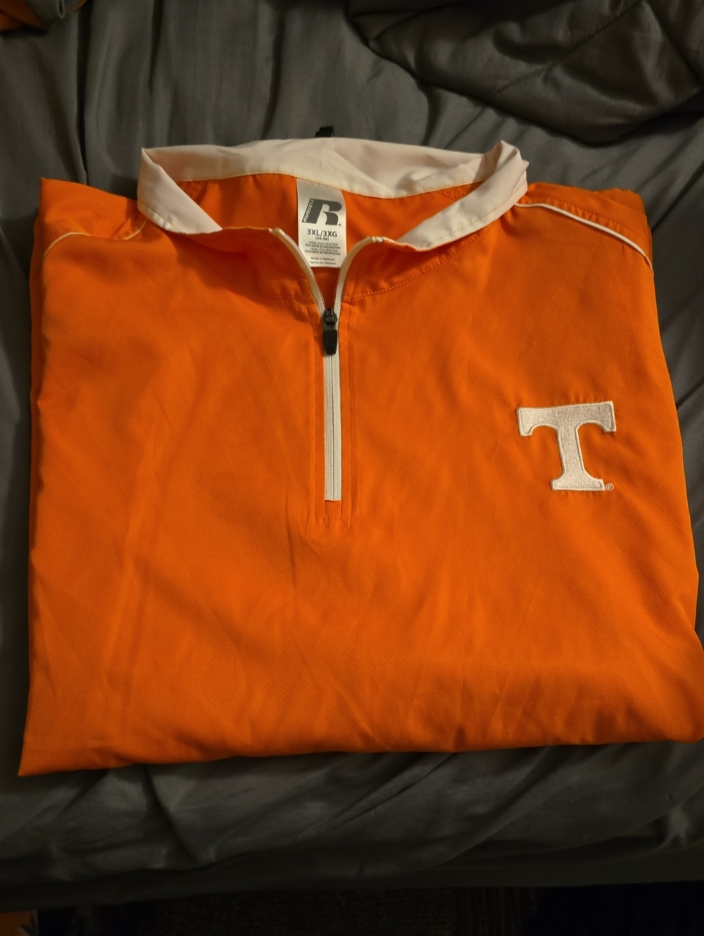 Russell Athletic Orange 1/4 Zip Pullover with White Trim